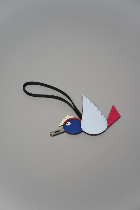 Hermes Birdy Charm in Bleu Brume/Rose Mexico/Bleu Royal/Cuivre/Nata/Noir Phw (Brand New)