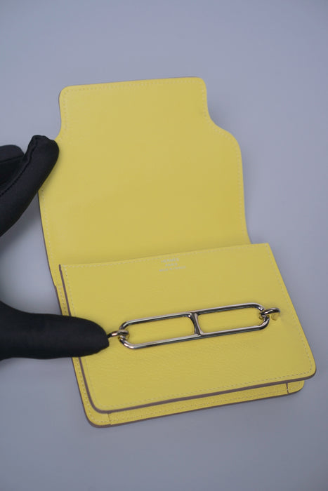 Hermes Roulis Slim Wallet in Lime/Blanc Permabrass