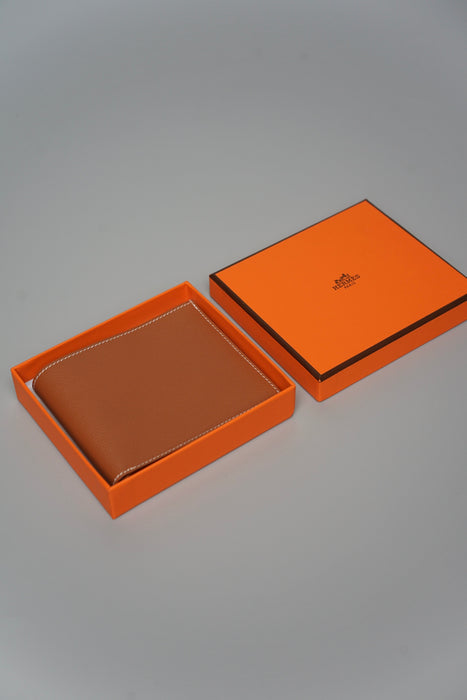 Hermes Citizen Twill Compact Card Holder in Gold (Brand New)