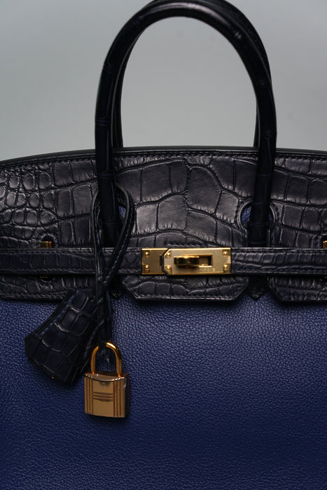 Hermes Birkin 25 Touch in Bleu Sapphire/Bleu Marine Alligator Rghw