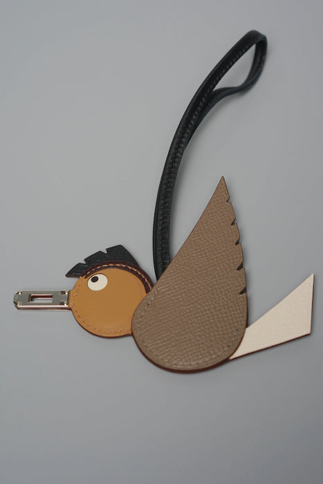 Hermes Birdy Charm in Etoupe/Nata/Biscuit/Noir Phw (Brand New)