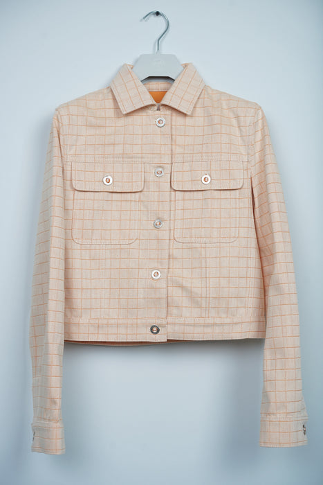Hermes Tatersale Check Cotton Jacket in Blanc Naturel Size 36 (Brand New)