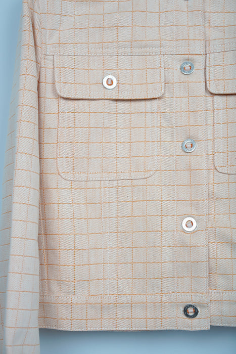 Hermes Tatersale Check Cotton Jacket in Blanc Naturel Size 36 (Brand New)