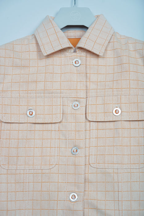 Hermes Tatersale Check Cotton Jacket in Blanc Naturel Size 36 (Brand New)