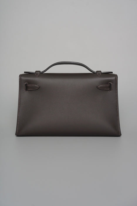 Hermes Kelly Pochette in Bai Brun Swift Ghw (Brand New)