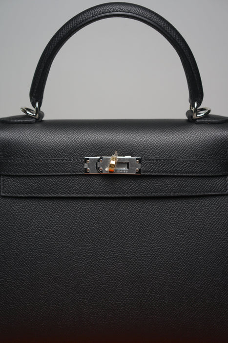 Hermes Kelly 25 II Sellier in Noir Epsom Electrum (Brand New)