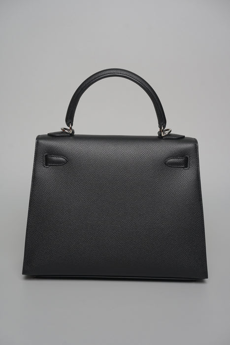 Hermes Kelly 25 II Sellier in Noir Epsom Electrum (Brand New)