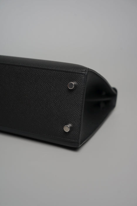 Hermes Kelly 25 II Sellier in Noir Epsom Electrum (Brand New)