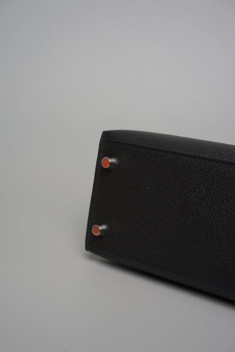 Hermes Kelly 25 II Sellier in Noir Epsom Electrum (Brand New)
