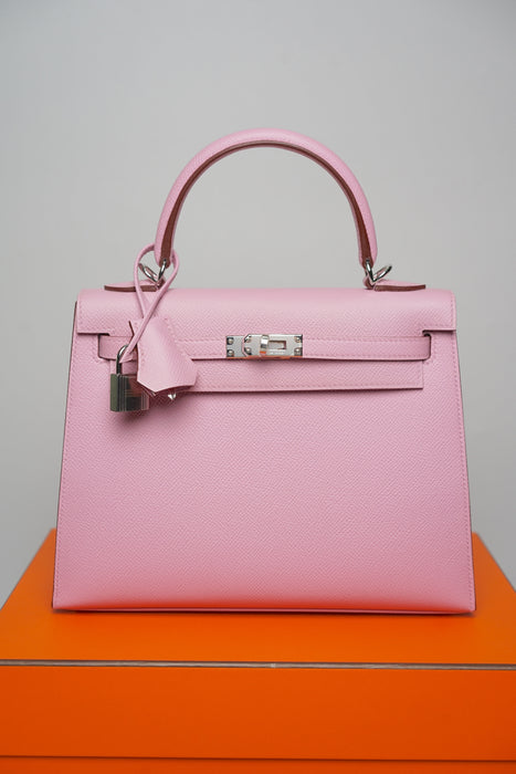 Hermes Kelly 25 in Mauve Sylvestre Epsom Phw (Brand New)