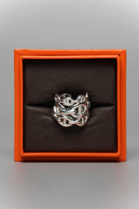 Hermes Chaine d'Ancre Enchainee Ring in Silver (Brand New)