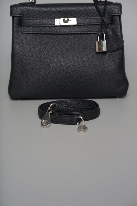 Hermes Kelly 25 in Black Togo Phw
