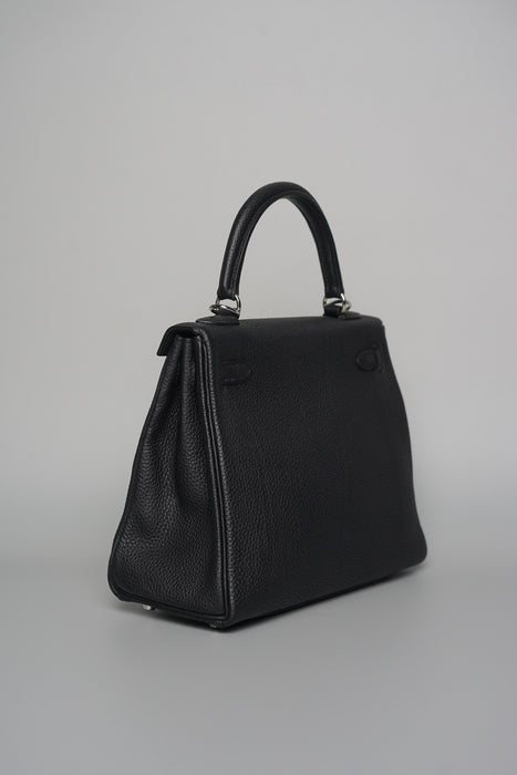 Hermes Kelly 25 in Black Togo Phw