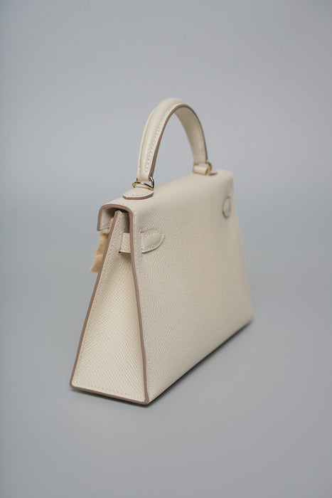 Hermes Kelly 20 in Craie Epsom Permabrass (Brand New)