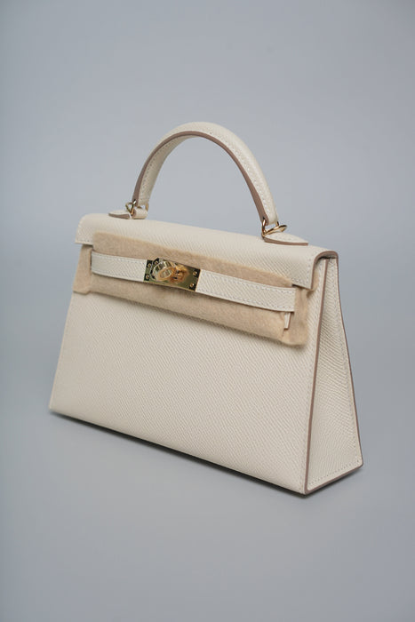 Hermes Kelly 20 in Craie Epsom Permabrass (Brand New)