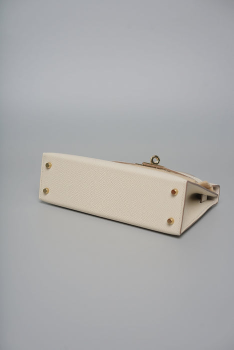 Hermes Kelly 20 in Craie Epsom Permabrass (Brand New)