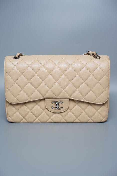 Chanel Jumbo Double Flap in Beige Caviar