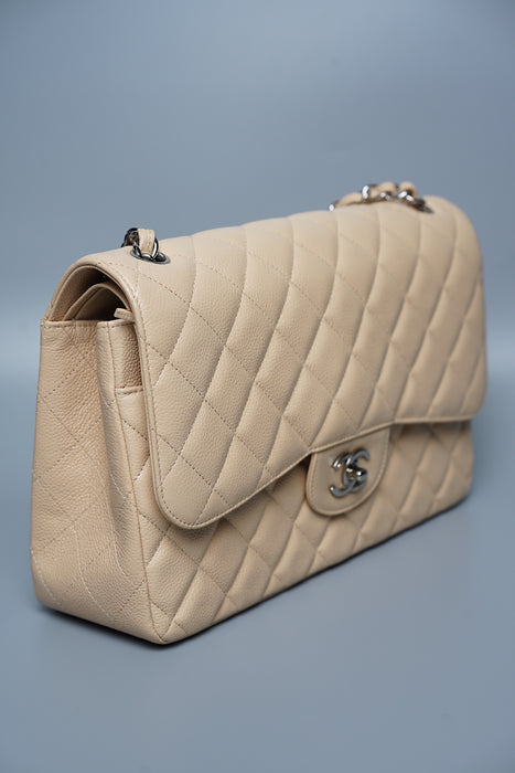 Chanel Jumbo Double Flap in Beige Caviar