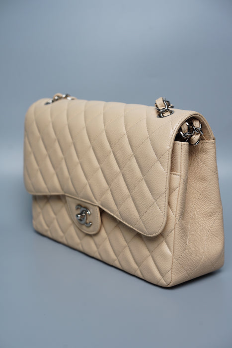 Chanel Jumbo Double Flap in Beige Caviar