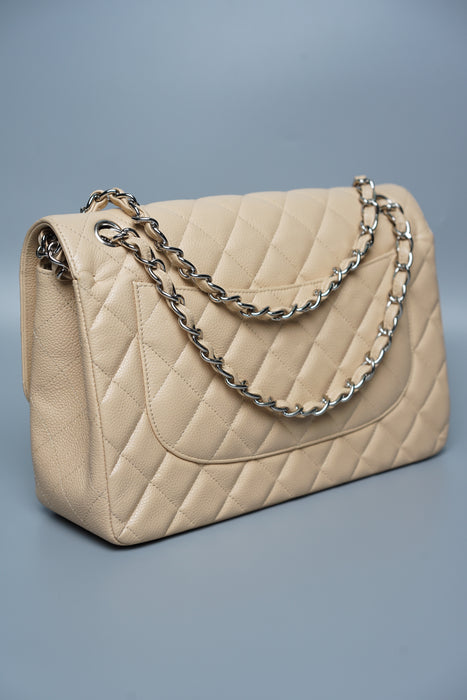 Chanel Jumbo Double Flap in Beige Caviar