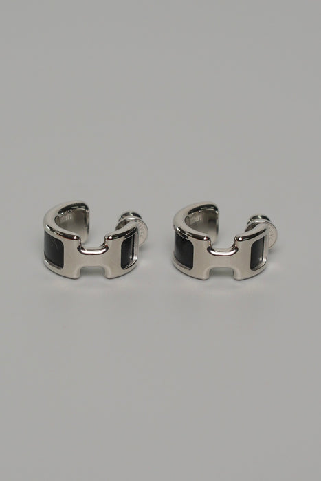 Hermes Olympe Earrings, small model in Noir Ghw (Brand New)