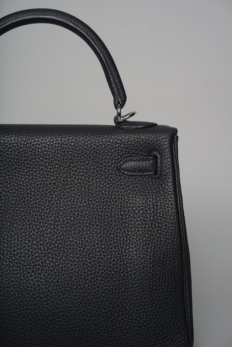 Hermes Kelly 25 in Black Togo Phw