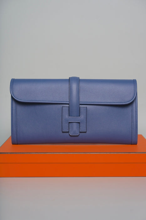 Hermes Jige Elan 29 Clutch in Blue Swift (Brand New)