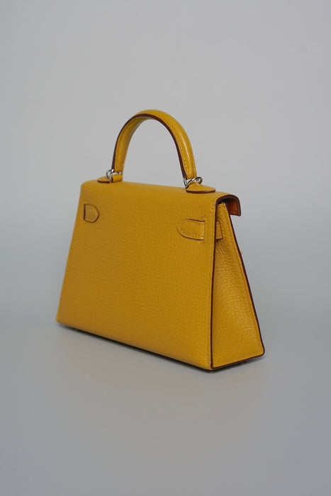 Hermes Kelly 20 in Jaune Ambre Verso Gold Phw