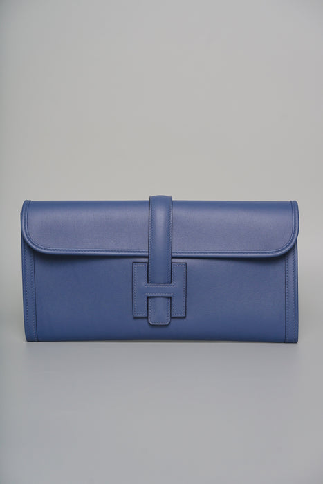 Hermes Jige Elan 29 Clutch in Blue Swift (Brand New)
