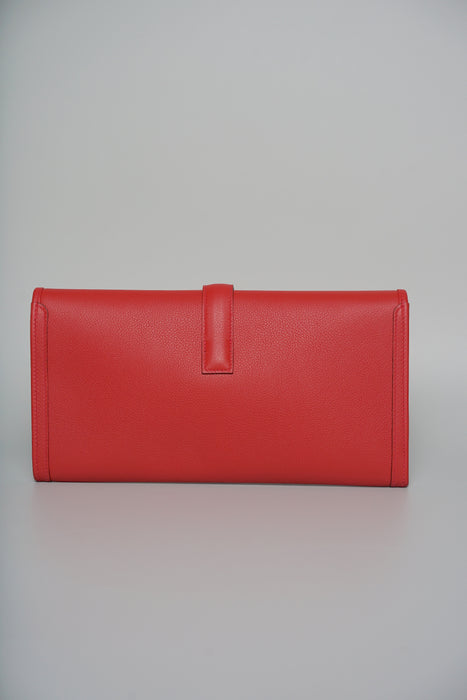 Hermes Jige Elan 29 Clutch in Rouge Cassaque Epsom (Brand New)