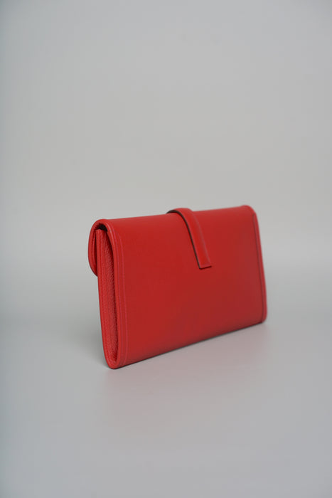 Hermes Jige Elan 29 Clutch in Rouge Cassaque Epsom (Brand New)