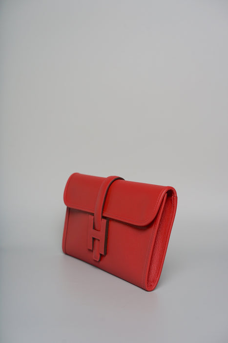 Hermes Jige Elan 29 Clutch in Rouge Cassaque Epsom (Brand New)