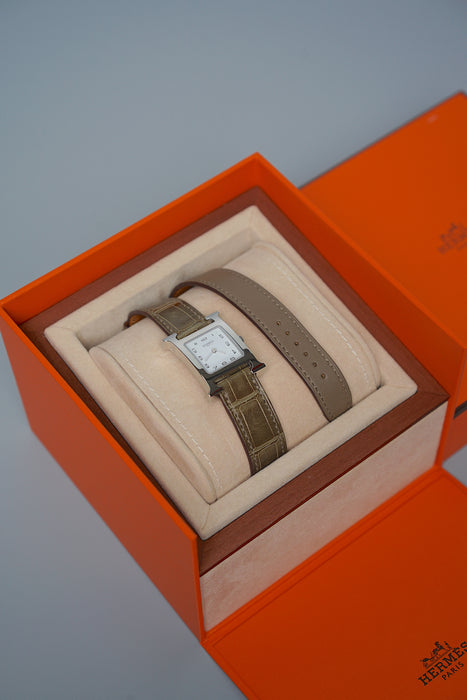 Hermes Heure H Watch Double Tour in Alligator/Swift (Brand New)