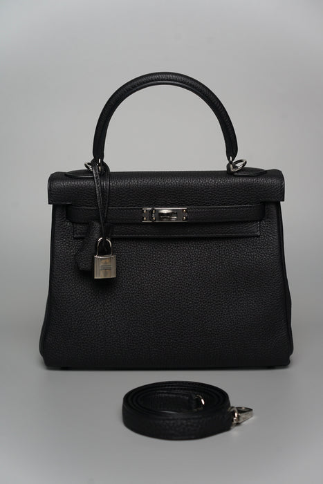 Hermes Kelly Retourne 25 in Noir Togo Phw (Brand New)