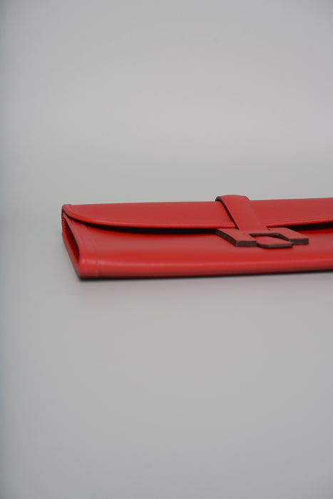 Hermes Jige Elan 29 Clutch in Rouge Cassaque Epsom (Brand New)