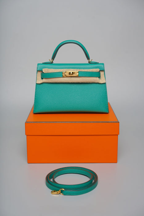 Hermes Kelly 20 in Vert Jade Epsom Ghw