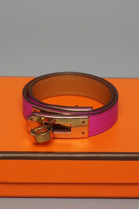 Hermes Kelly Double Tour Bracelet in Rose Pourpre T1 (Brand New)