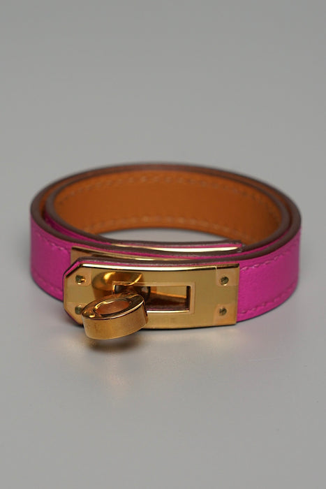 Hermes Kelly Double Tour Bracelet in Rose Pourpre T1 (Brand New)