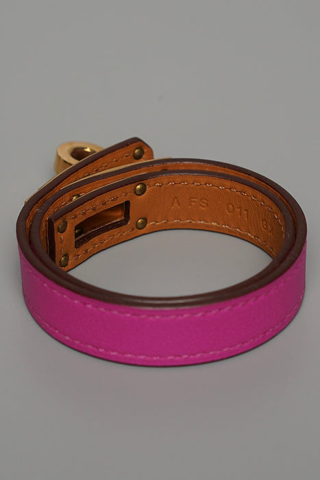 Hermes Kelly Double Tour Bracelet in Rose Pourpre T1 (Brand New)