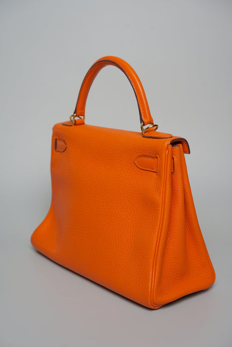 Hermes Kelly 28 in Orange Clemence Ghw