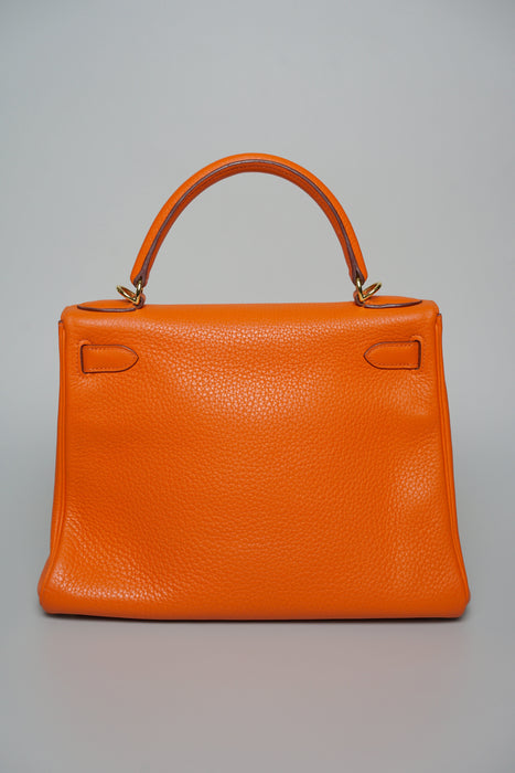 Hermes Kelly 28 in Orange Clemence Ghw