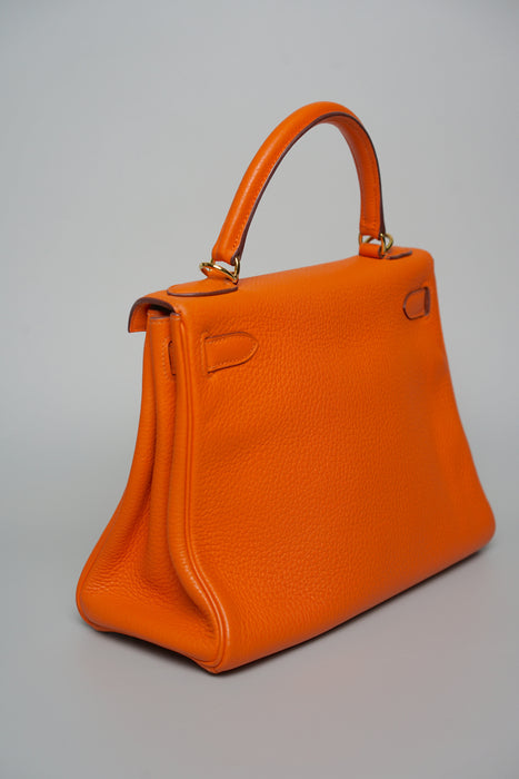 Hermes Kelly 28 in Orange Clemence Ghw