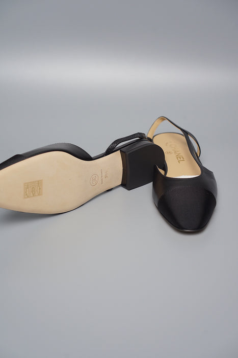 Chanel Black Sling-back in Size 38 (Brand New)