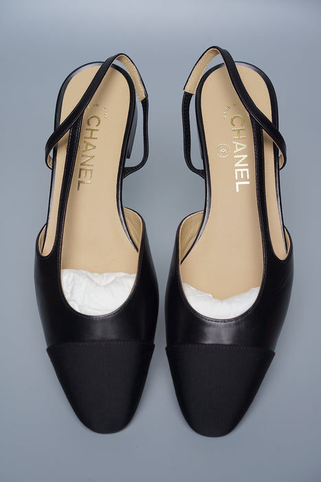 Chanel Black Sling-back in Size 38 (Brand New)