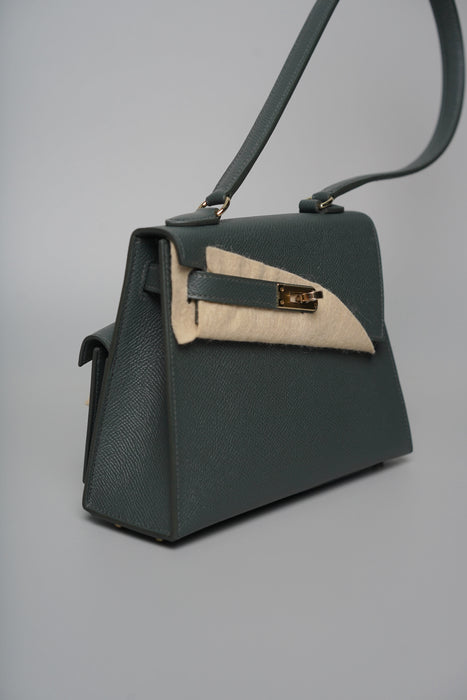 Hermes Kelly Sellier Desordre in Vert Mangrove Permabrass (Brand New)