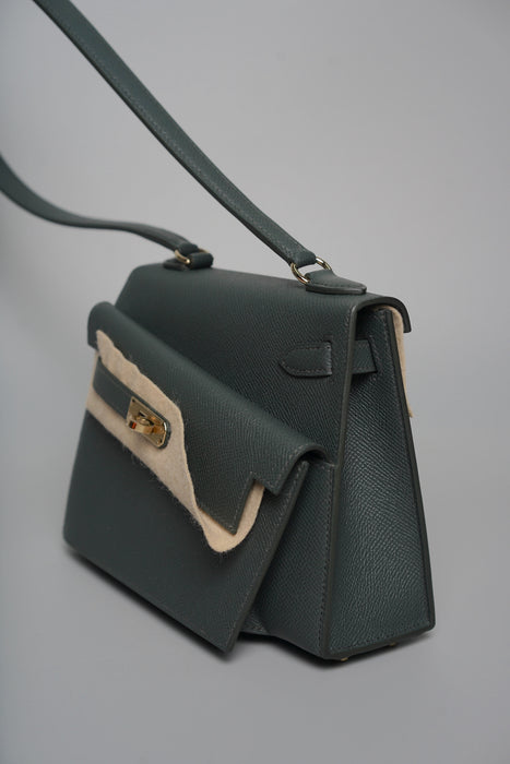 Hermes Kelly Sellier Desordre in Vert Mangrove Permabrass (Brand New)