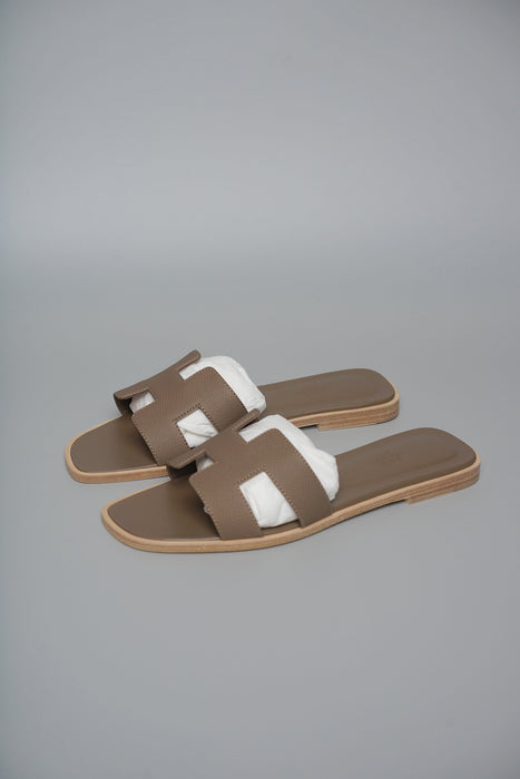 Hermes Oran Sandals in Etoupe Size 38.5 (Brand New)