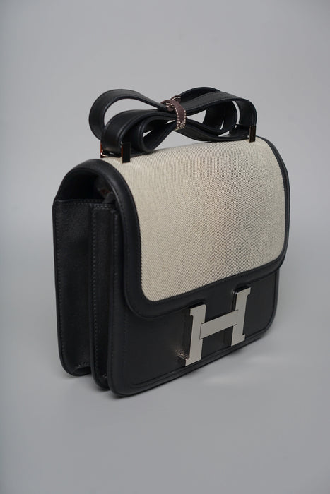 Hermes Constance 24 Toile in Noir Swift Phw
