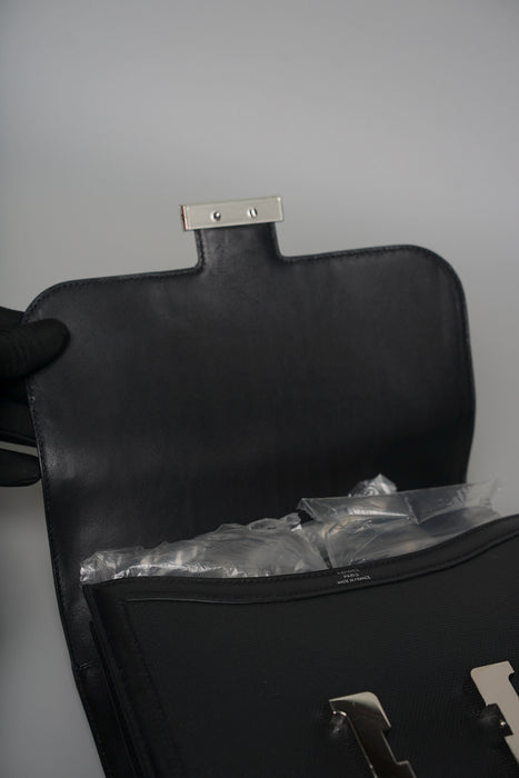 Hermes Constance 24 Toile in Noir Swift Phw