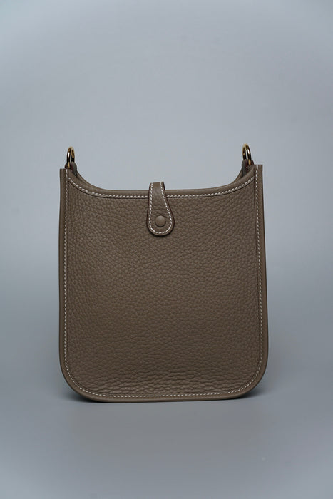 Hermes Mini Evelyne Short in Etoupe / Bleu Indigo Ghw (Brand New)